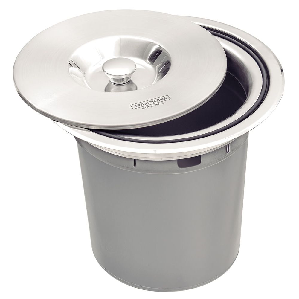 Lixeira de Embutir Tramontina Clean Round em Aço Inox com Balde Plástico 5 L