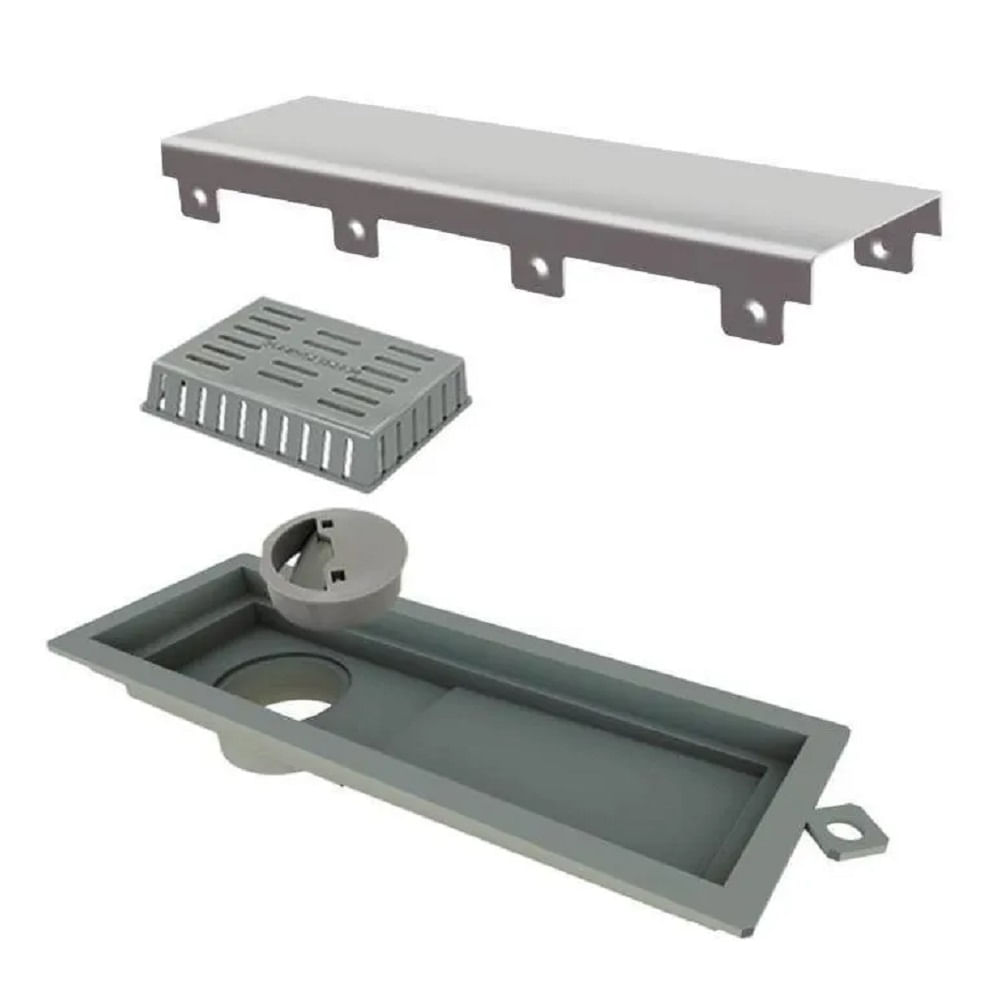 Ralo Tiny Pvc 25cm Com Tampa Inox Escovado Linear - Ralo Linea