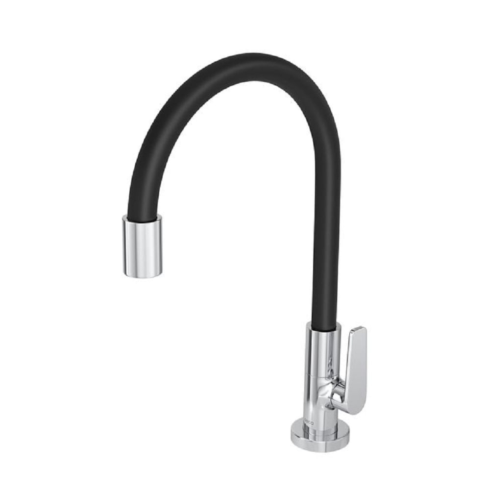 Torneira de Mesa para Cozinha Bica Móvel Motion Cromado e Preto - Deca