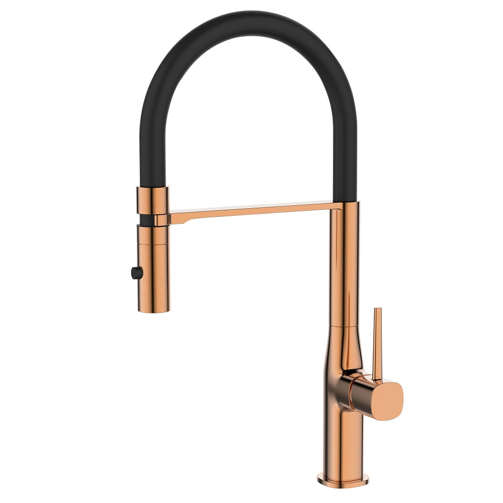 Misturador de Cozinha Monocomando Bica Flexível Thelon Rose Gold - Dax