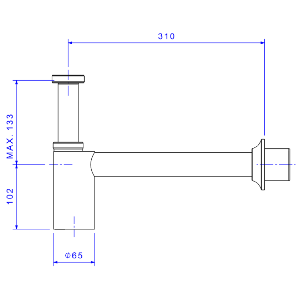 Sifão para Cozinha e Tanque 1 1/4" x 1 1/2" e 2" Cromado - Deca
