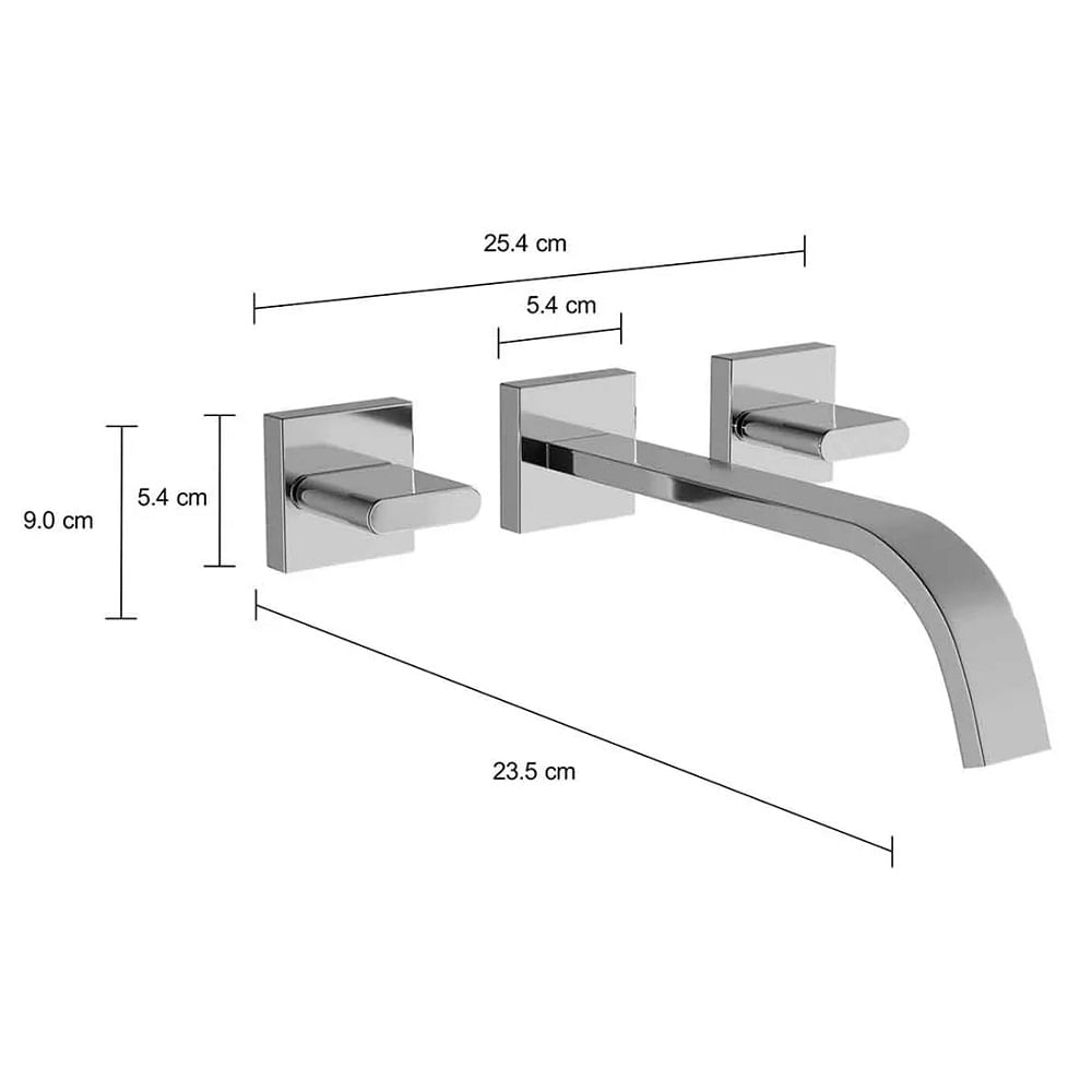 Misturador de Lavatório de Parede Polo Cromado - Deca