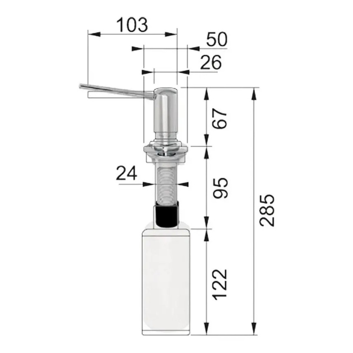 Dosador de Sabão para Pia 250ml Plástico Transparente - Franke