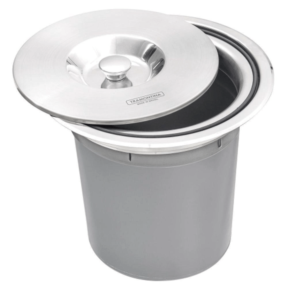 Lixeira de Embutir Tramontina Clean Round em Aço Inox com Balde Plástico 5 L
