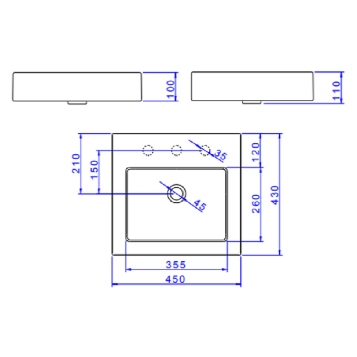 Cuba de Apoio Quadrada Dourada L 737 17 C/MESA 430MM - Deca