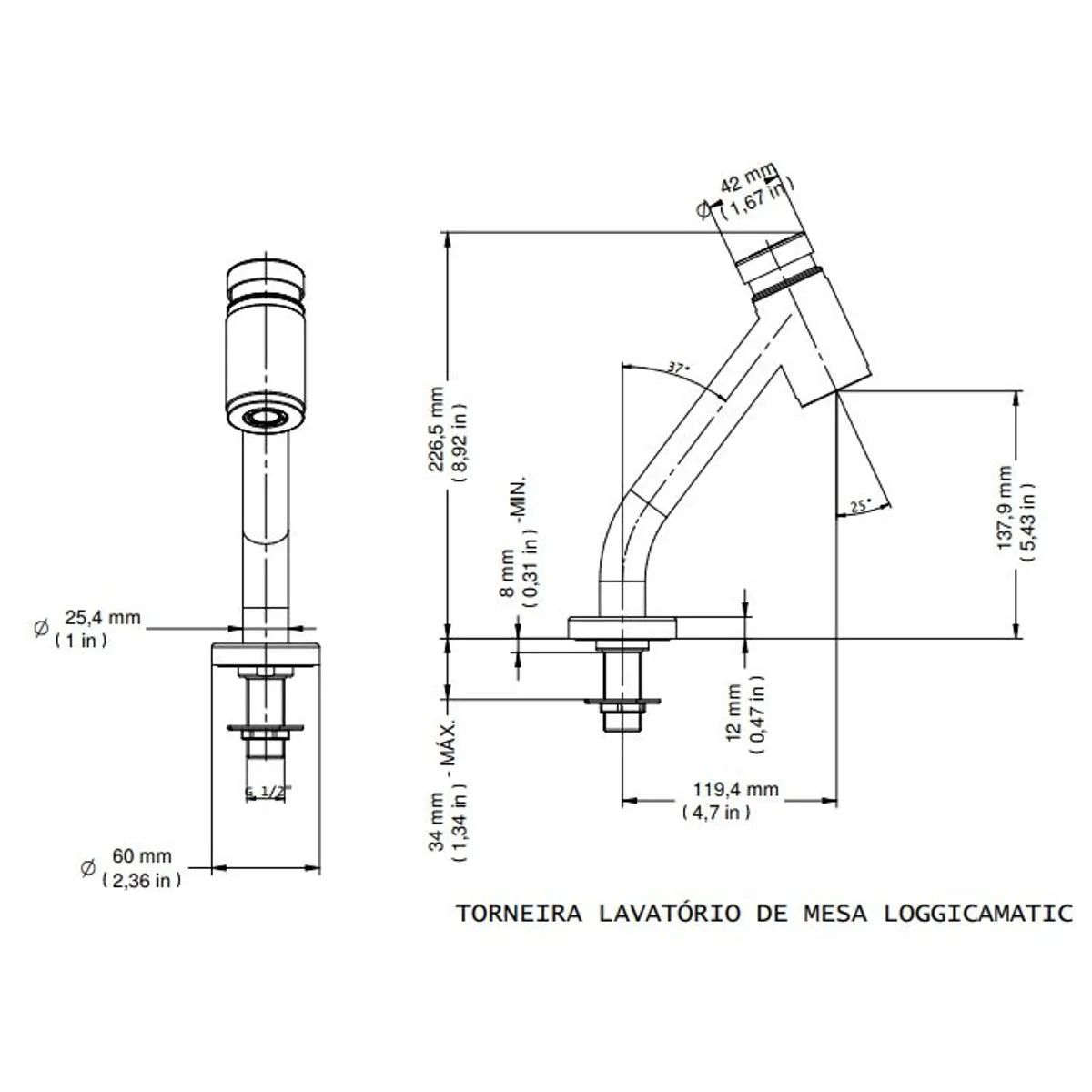 Torneira para Lavatório de Mesa Lóggica Matic - Docol