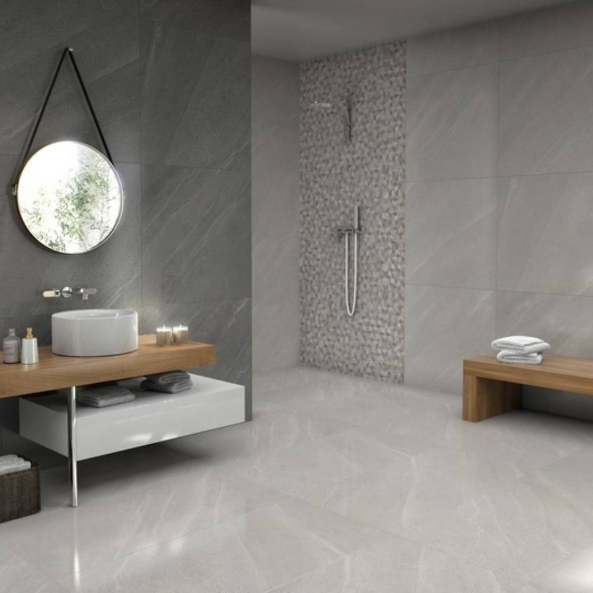 Porcelanato 83x83 cm Rústico LIMESTONE ANTRACITA - Damme
