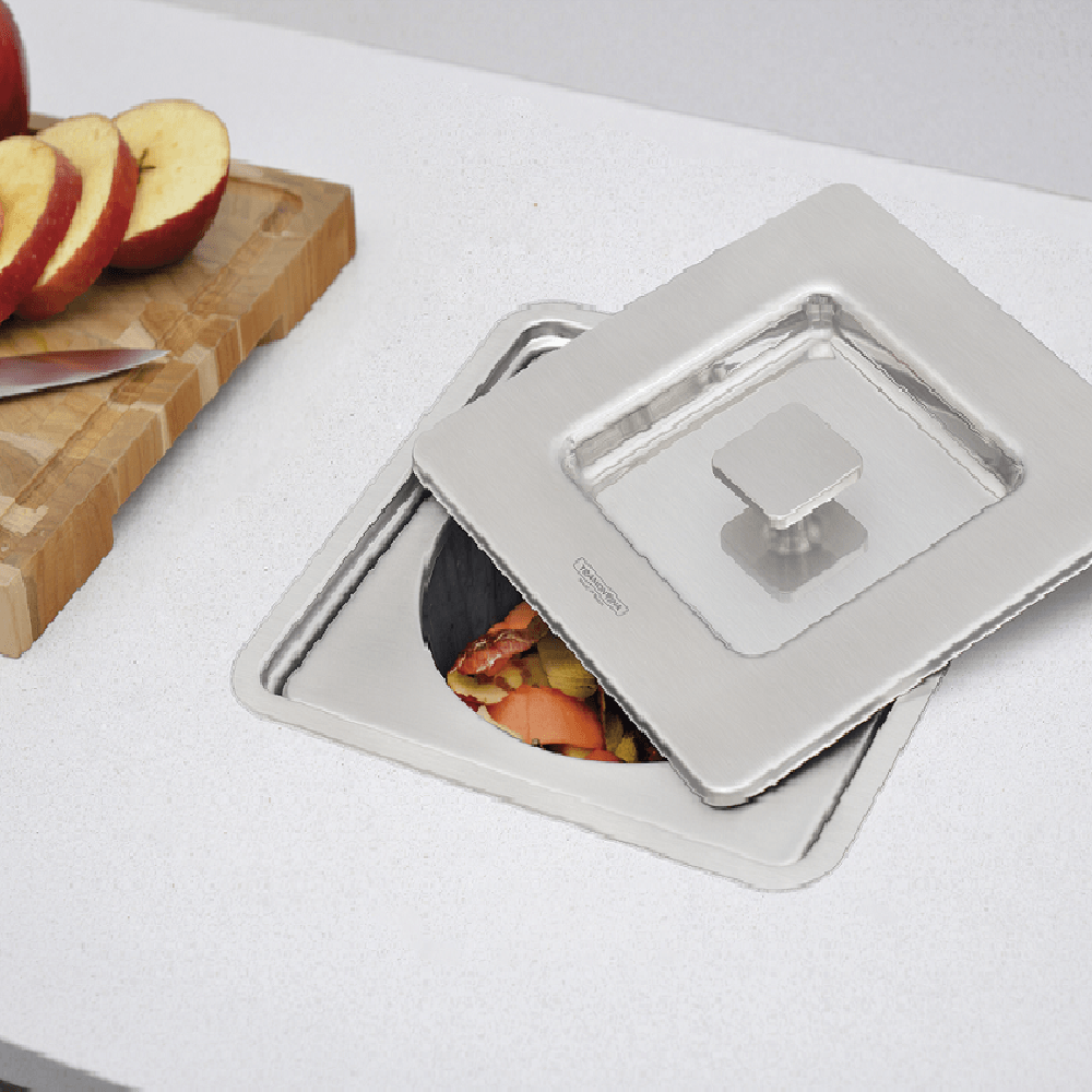 Lixeira de Embutir Tramontina Clean Square em Aço Inox com Balde Plástico 5 L