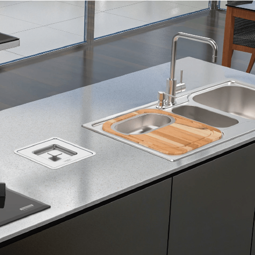 Lixeira de Embutir Tramontina Clean Square em Aço Inox com Balde Plástico 5 L