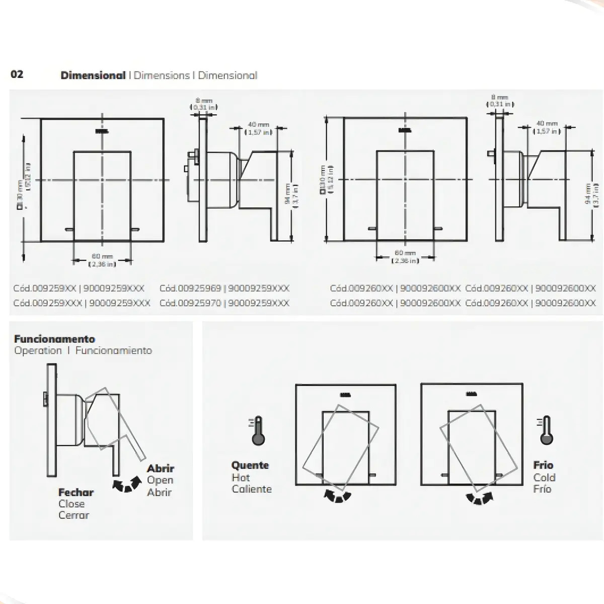Acabamento Monocomando para Chuveiro 3/4" New Edge Ouro Escovado - Docol