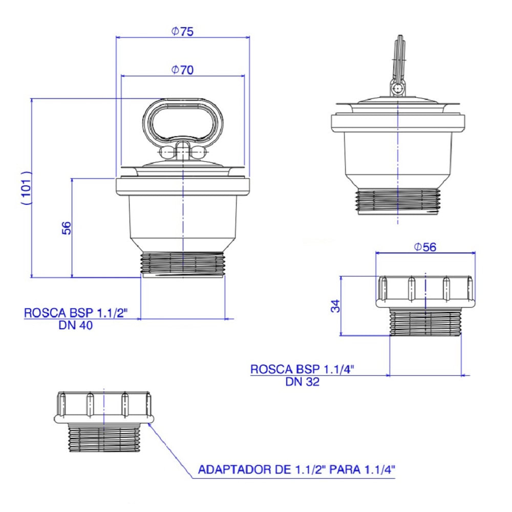 Válvula de Escoamento para Tanque Sem Ladrão 1 1/4" e 1 1/2" Cromado - Deca