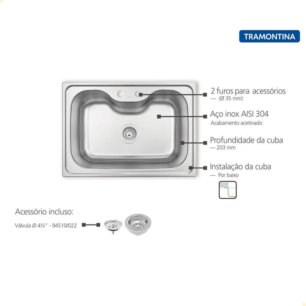Cuba de Embutir Tramontina Morgana 60 FX 69x49 cm Undermount
