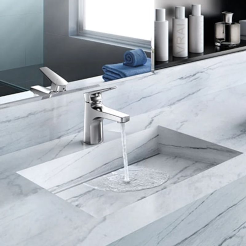 Monocomando bica baixa de mesa para lavatório ColdStart Lift cromado - Docol
