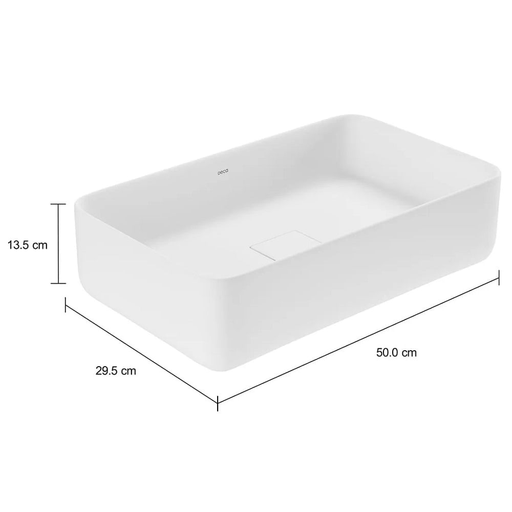 Cuba de Apoio Retangular Slim 50x29,5cm Branca - Deca