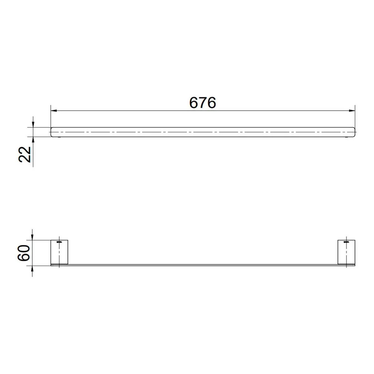 Porta-toalhas bastão 676 mm DocolFlat cromado
