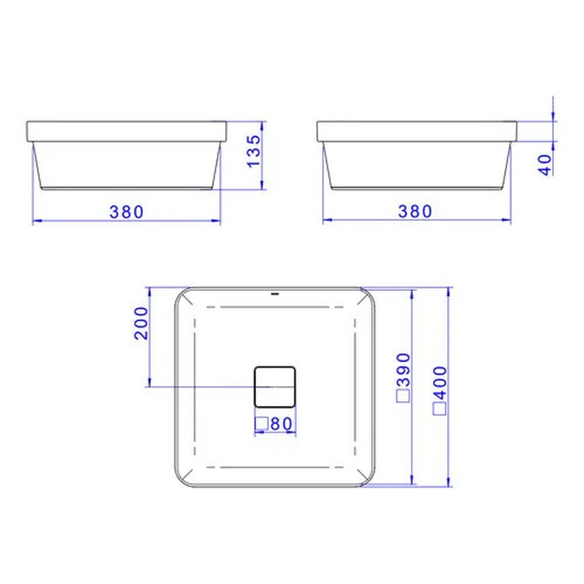 Cuba Quadrada de Sobrepor 40cm Soft Antracite - Deca