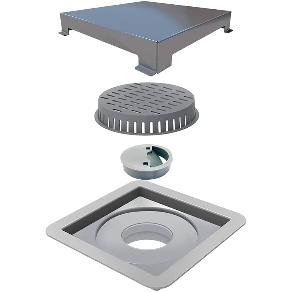 Ralo Linear Elleve Square Tampa 10x10cm Inox