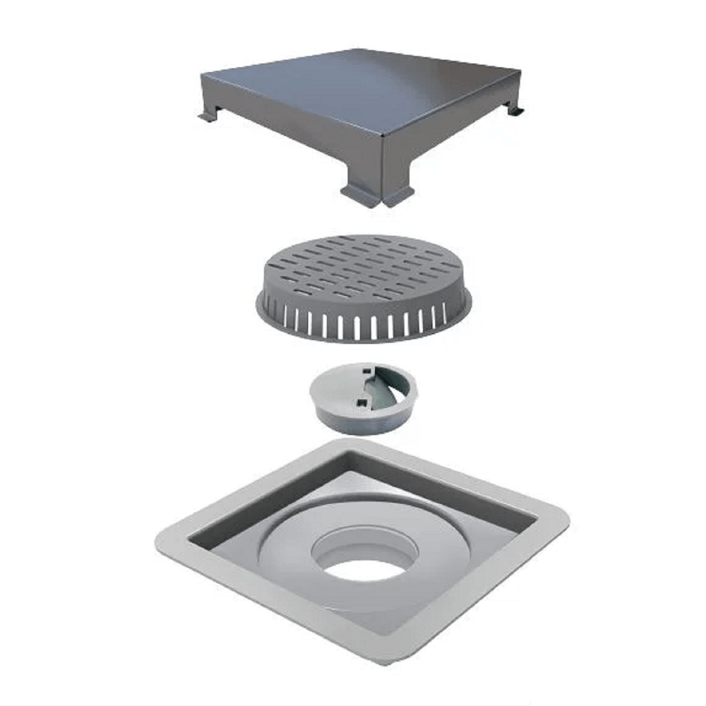 Ralo Linear Elleve Square Tampa 10x10cm Inox