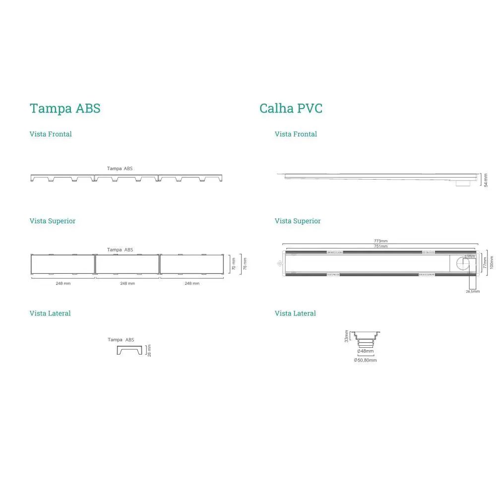 Ralo Linear Novii com Tampa Oculta 75cm