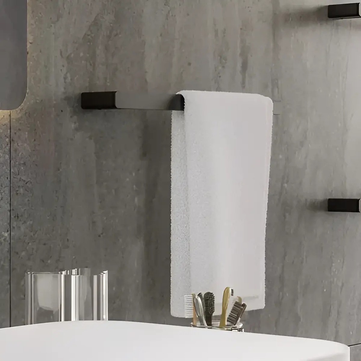 Porta Toalha Bastão Rosto 30cm Flat Onix - Docol