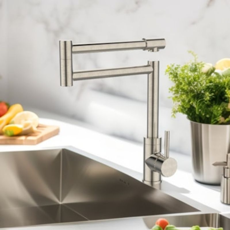 Misturador Monocomando de Cozinha Articulado Tera Aço Escovado - Dax