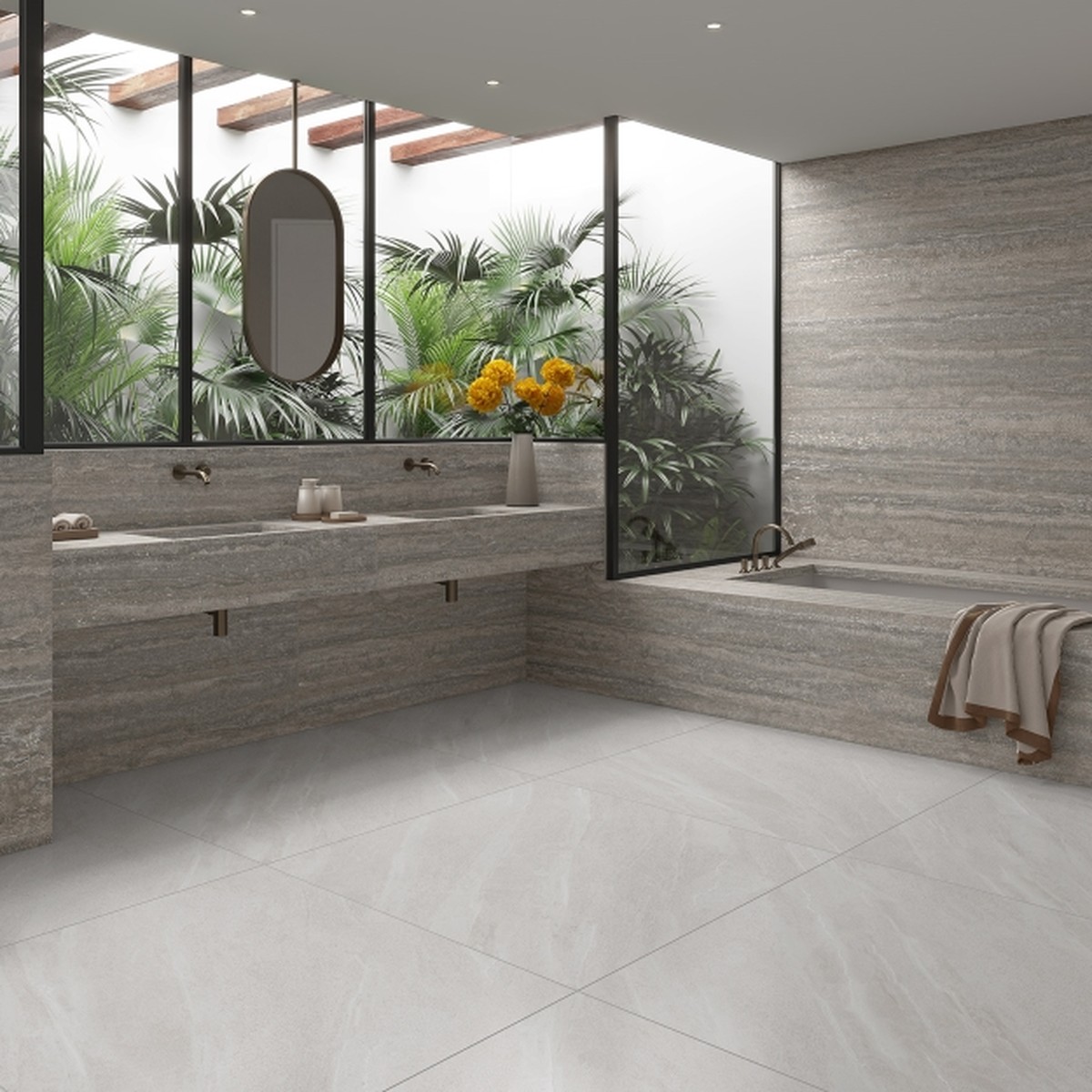 Porcelanato Limestone Bianco Acetinado 121x121 cm - Damme