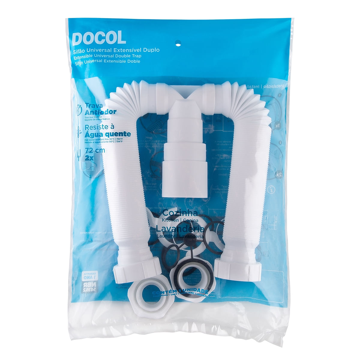 Sifão Branco EXTENSIVO UNIVERSAL DPL - Docol