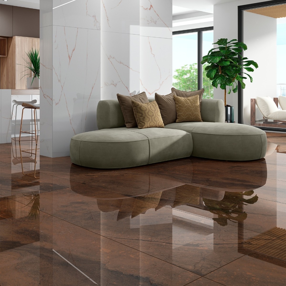 Porcelanato 82x182 cm Polido MARRONE - Damme
