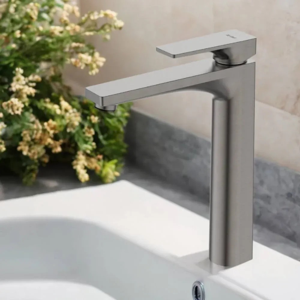 Misturador para Lavatório Monocomando de Mesa Bica Alta Cinza - Dax