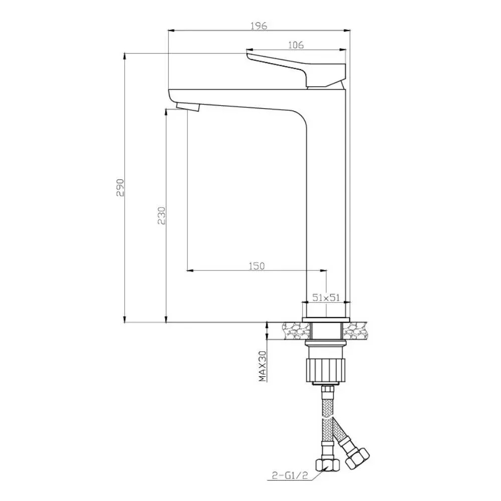 Misturador para Lavatório Monocomando de Mesa Bica Alta Black - Dax