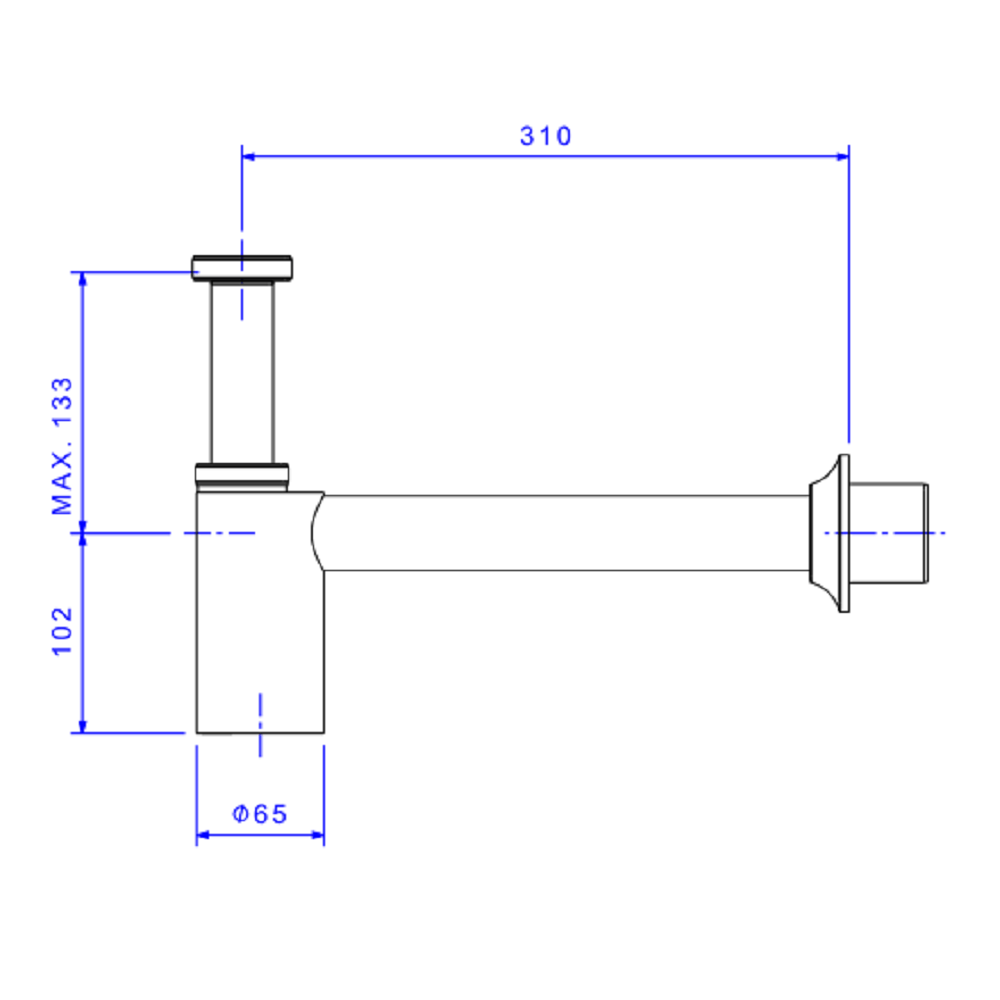 Sifão para Cozinha e Tanque 1 1/2" x 1 1/2" e 2" Cromado - Deca
